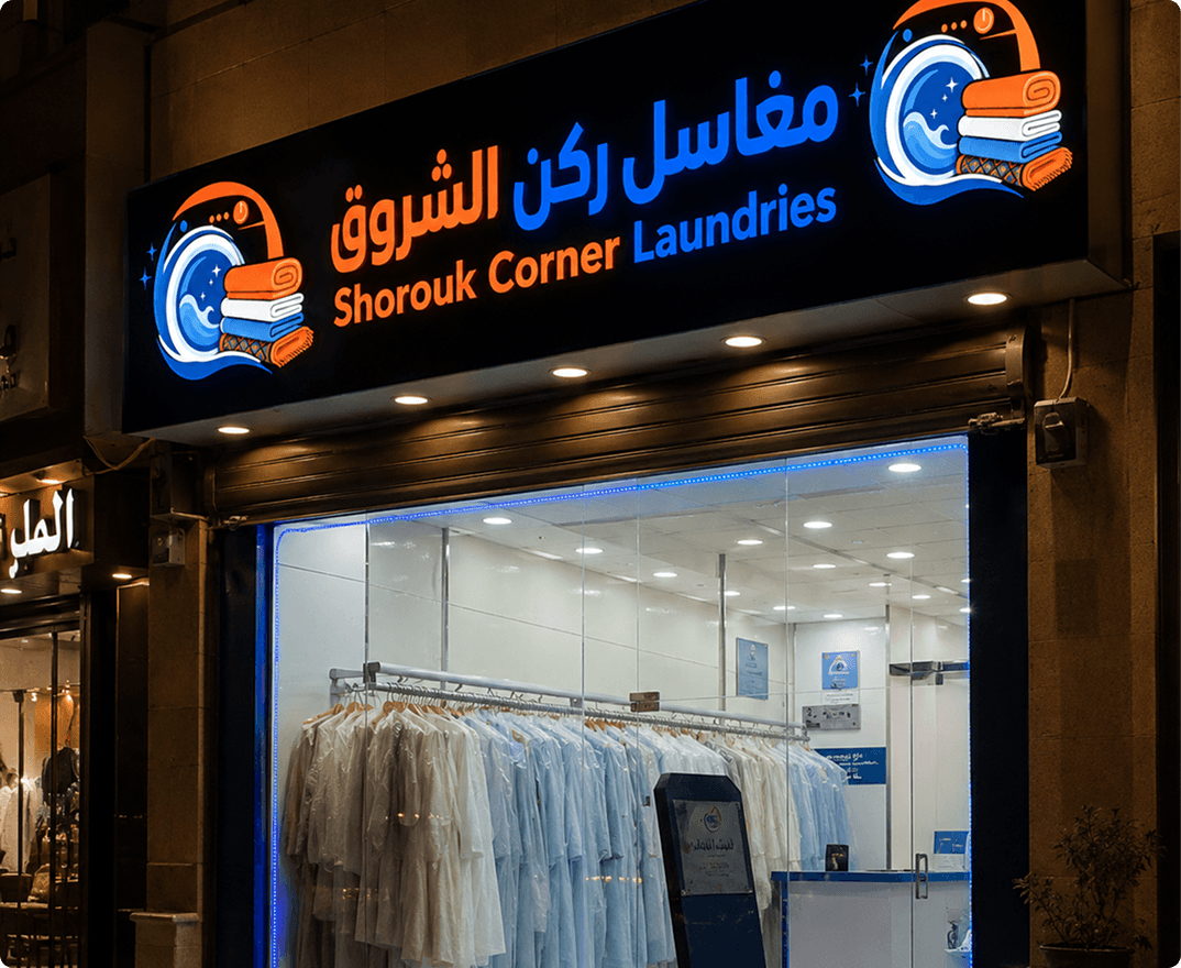 الهوية البصرية وإدارة منصات التواصل والحملات الإعلانية لمغاسل ركن الشروق